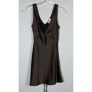Princess Polly Sz 2 Y2K Slip Dress Baby Doll Mini Black Satin‎ Goth Classic